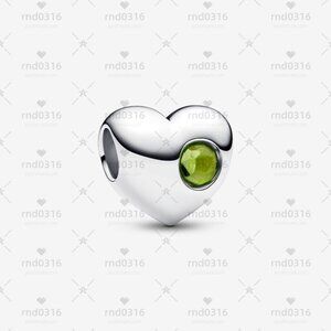 Pandora Engravable August Spring Green Stone Heart Charm